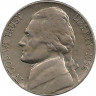Аверс. Монета. США. 5 центов 1956 год. Монетный двор D.