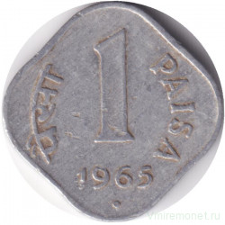 Монета. Индия. 1 пайс 1965 год. "°" в ромбе - Хайдарабад.
