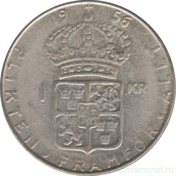 Монета. Швеция. 1 крона 1956 год.
