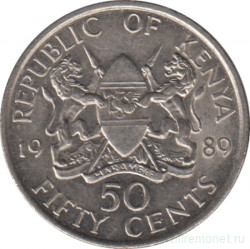 Монета. Кения. 50 центов 1989 год.