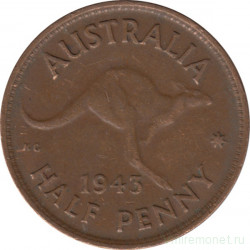 Монета. Австралия. 1/2 пенни 1943 год.