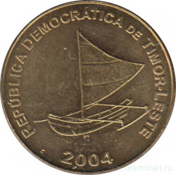 Монета. Восточный Тимор. 25 сентаво 2004 год.