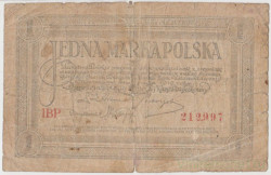 Банкнота. Польша. 1 польская марка 1919 год. Тип 19.