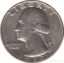 Монета. США. 25 центов 1982 год. Монетный двор P.