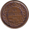 Монета. Монако. 10 сантимов 1838 год. Медь.