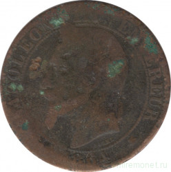 Монета. Франция. 5 сантимов 1864 год. А.