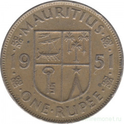 Монета. Маврикий. 1 рупия 1951 год.