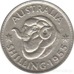 Монета. Австралия. 1 шиллинг 1955 год.