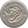 Монета. Австралия. 1 шиллинг 1955 год. ав.
