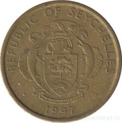 Монета. Сейшельские острова. 10 центов 1997 год.