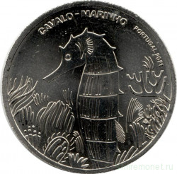 Монета. Португалия. 5 евро 2021 год. 20 лет Евро. Морской конек.