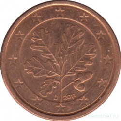 Монета. Германия. 1 цент 2011 год. (D).