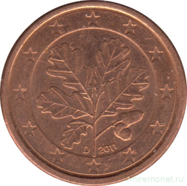 Монета. Германия. 1 цент 2011 год. (D).