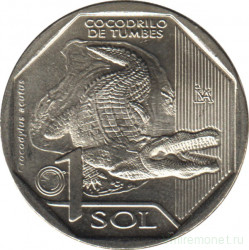 Монета. Перу. 1 соль 2017 год. Фауна Перу. Остромордый крокодил.