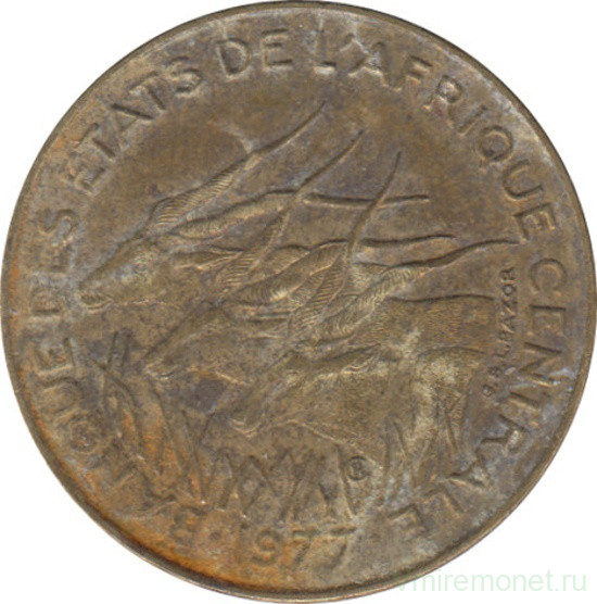 Монета. Центральноафриканский экономический и валютный союз (ВЕАС). 5 франков 1977 год.