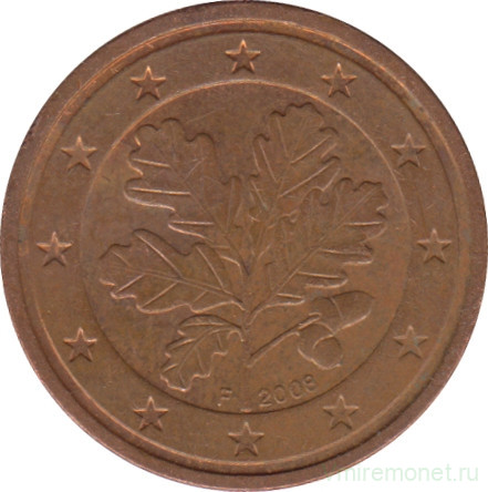 Монета. Германия. 2 цента 2008 год. (F).
