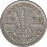Монета. Австралия. 3 пенса 1950 год. ав.