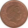  Монета. Великобритания. 1 пенни 2003 год. ав.