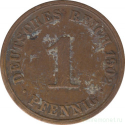 Монета. Германия (Германская империя 1871-1922). 1 пфенниг 1902 год. (А).