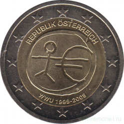 Монета. Австрия. 2 евро 2009 год. 10 лет экономическому и валютному союзу.
