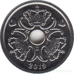 Монета. Дания. 1 крона 2019 год.