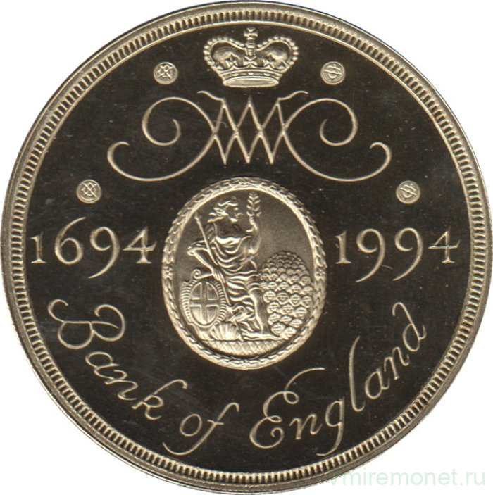 Монета. Великобритания. 2 фунта 1994 год. 300 лет Банку Англии. Пруф.