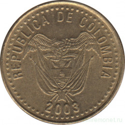 Монета. Колумбия. 20 песо 2003 год.