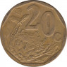 Монета. Южно-Африканская республика (ЮАР). 20 центов 2014 год. рев.