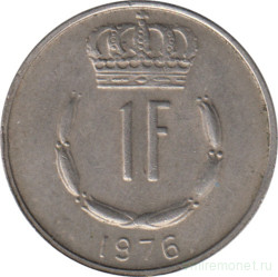 Монета. Люксембург. 1 франк 1976 год.