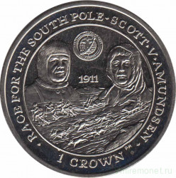 Монета. Фолклендские острова. 1 крона 2007 год. Борьба за  Южный полюс.