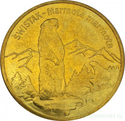 Монета. Польша. 2 злотых 2006 год. Альпийский сурок.