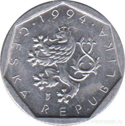 Монета. Чехия. 20 геллеров 1994 год. Монетный двор - Яблонец.