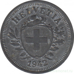 Монета. Швейцария. 1 раппен 1942 год.