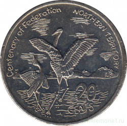 Монета. Австралия. 20 центов 2001 год. Столетие конфедерации. Северная территория.