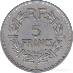 Монета. Франция. 5 франков 1946 год. Монетный двор - Бомон-ле-Роже(B).