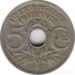Монета. Франция. 5 сантимов 1931 год.