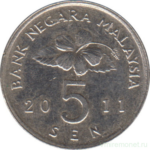 Монета. Малайзия. 5 сен 2011 год. Старый тип.