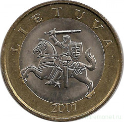 Монета. Литва. 2 лита 2001 год.