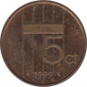 Монета. Нидерланды. 5 центов 1999 год. ав.