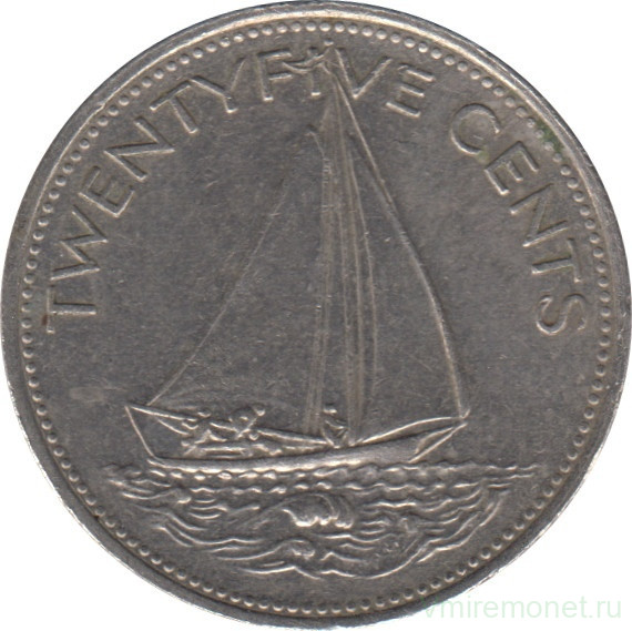 Монета. Багамские острова. 25 центов 2000 год.
