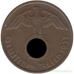 Монета. Германия. Третий Рейх. 2 рейхспфеннига 1937 год. Монетный двор - Штуттгарт (F).