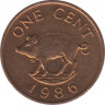 Монета. Бермудские острова. 1 цент 1986 год. ав.