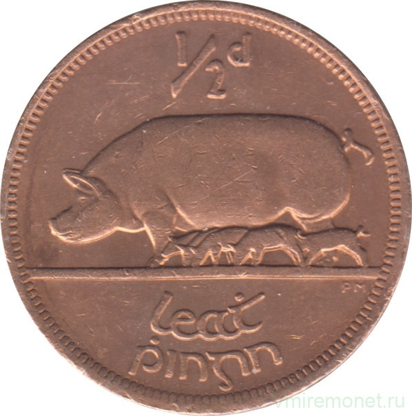 Монета. Ирландия. 1/2 пенни 1943 год.