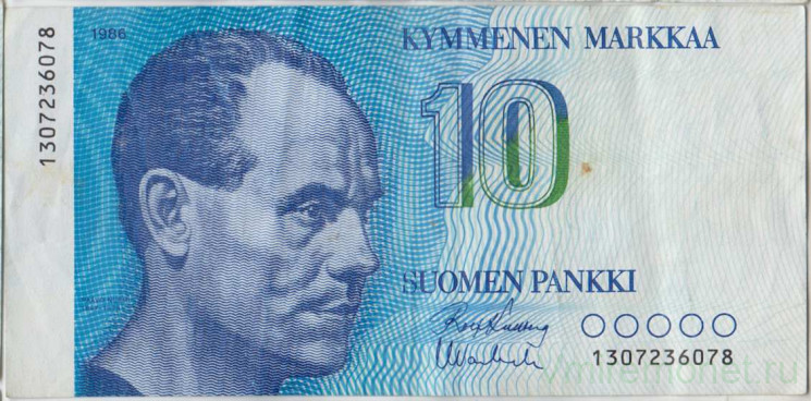 Банкнота. Финляндия. 10 марок 1986 год. Тип 113а (12).