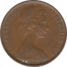 Монета. Австралия. 2 цента 1968 год. ав.