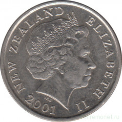 Монета. Новая Зеландия. 10 центов 2001 год.