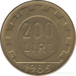 Монета. Италия. 200 лир 1985 год.