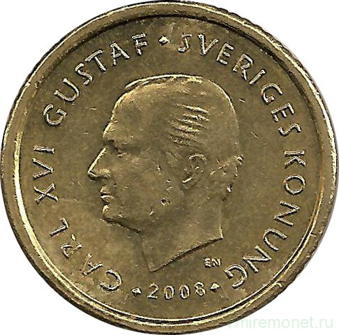 Монета. Швеция. 10 крон 2008 год.