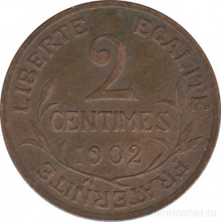 Монета. Франция. 2 сантима 1902 год.