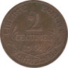 Монета. Франция. 2 сантима 1902 год. ав.